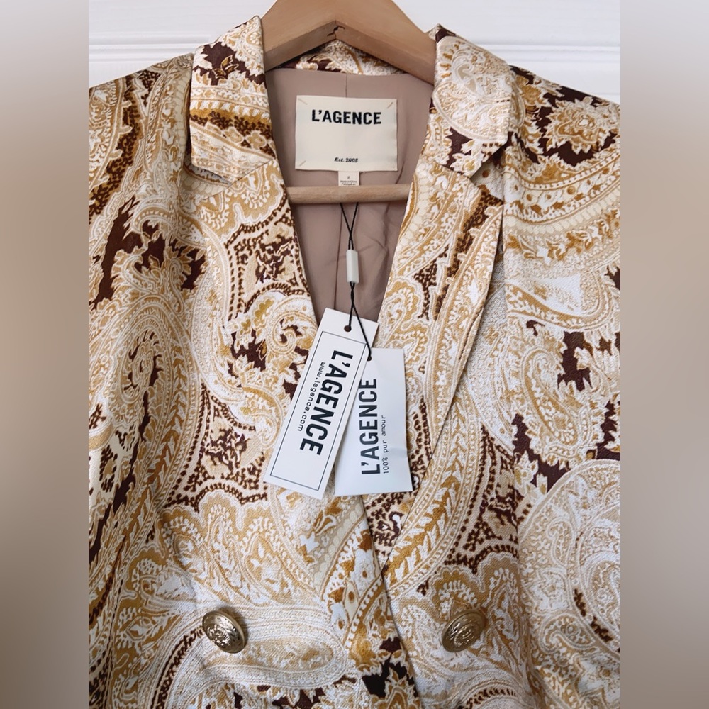 NWT $695 L'Agence Colin Paisley Double Breasted Blazer - Picture 8 of 12